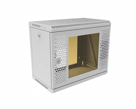 Шкаф телекоммуникационный настенный разборный МИКсистем 19" Keys 9U 600x350  дверь перфорация+стекло серый
